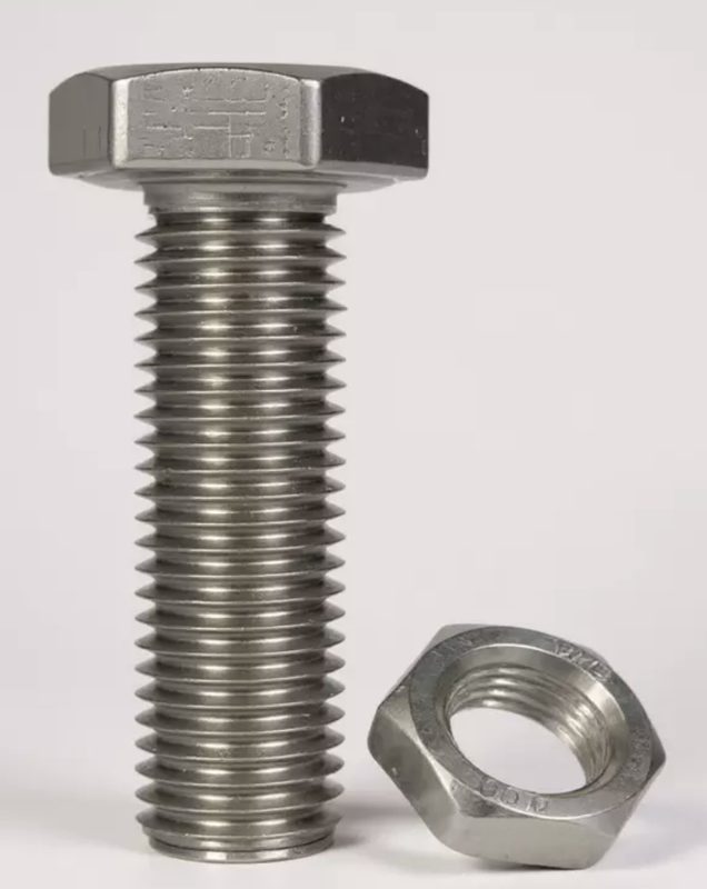 Stainless steel SS 304 hex bolt with hex nut