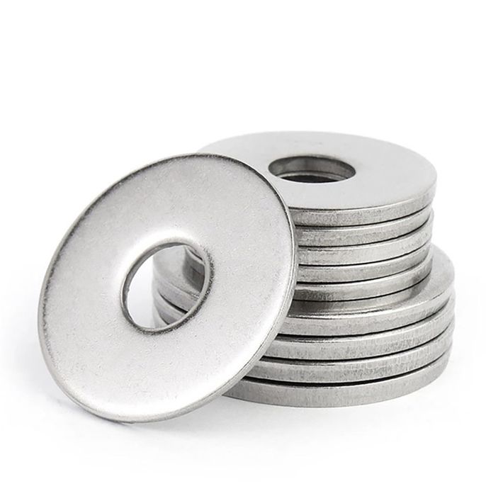 Stack of steel plain and spring washers